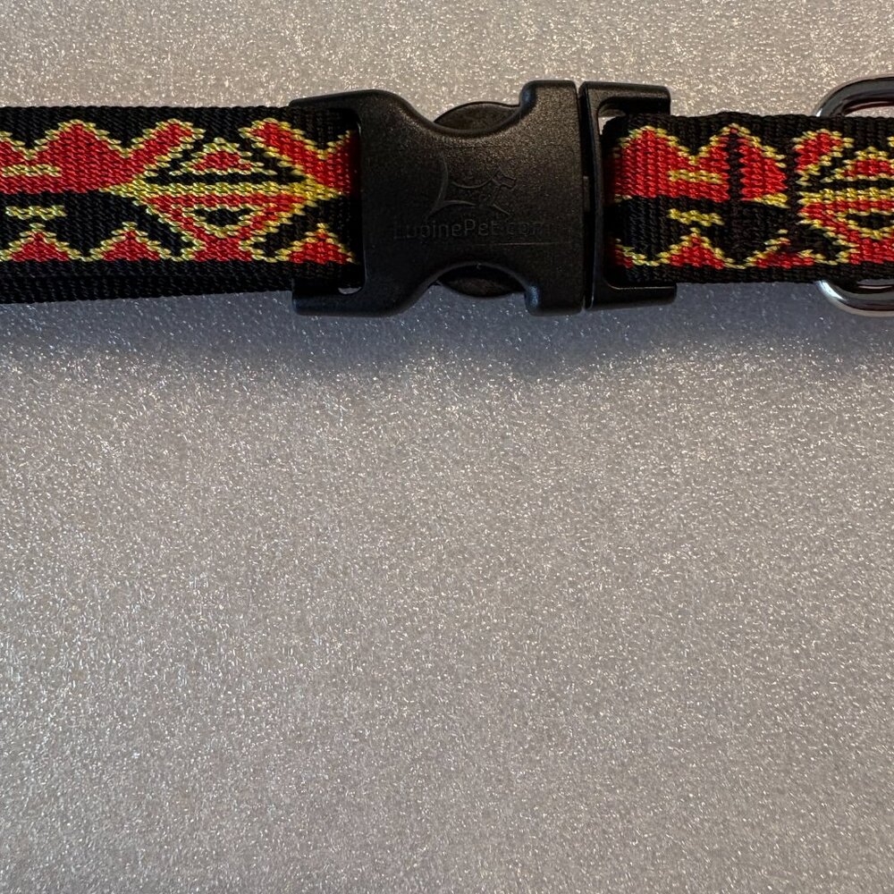 Lupine Ltd Ed Dog Collar MONARCH RED 13"-22" Geometric Adjustable D-Ring NEW